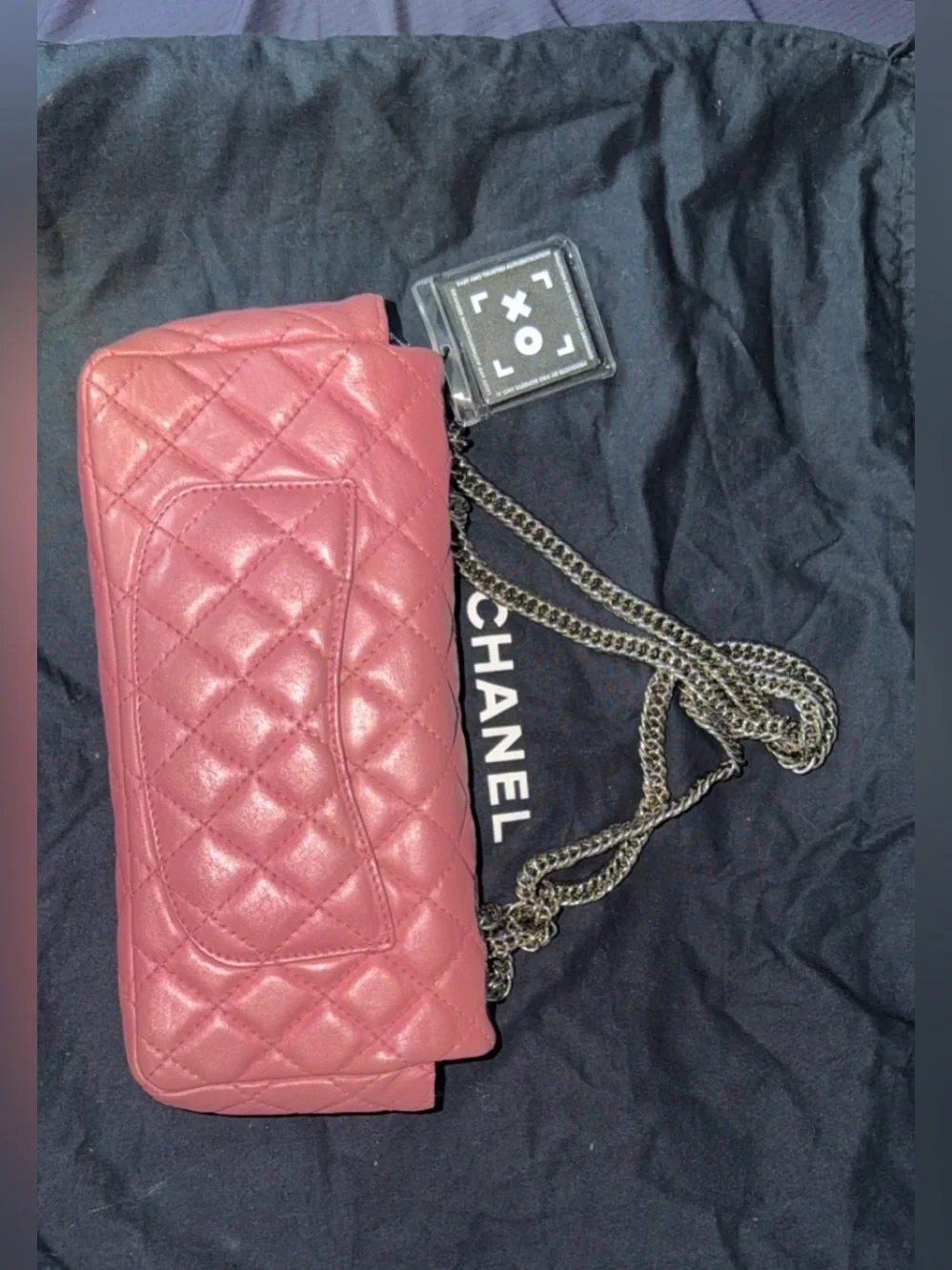 CHANEL Pink Quilted Lambskin Mini Flap Shoulder Bag with Silver Chain